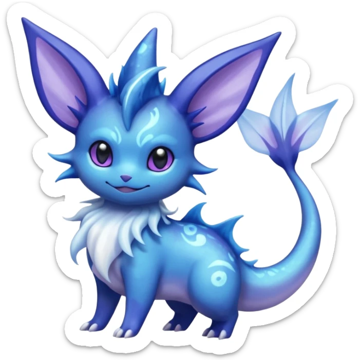 Nebulae Noibat-Aurorus-Vaporeon-Meowstic-Fakémon-hybrid-creature (full body)  sticker