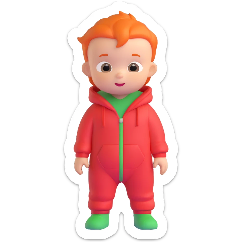 baby Jack Jack from The Incredibles with orange hair in red onesie sticker