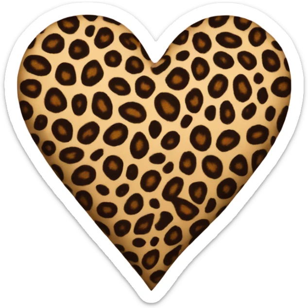 Leopard print heart sticker