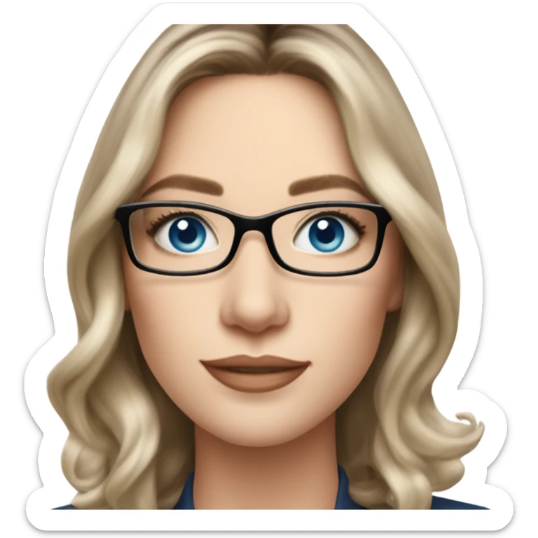 Shoulder length Balayage pale beautiful corporate woman with glasses and blue eyes sticker