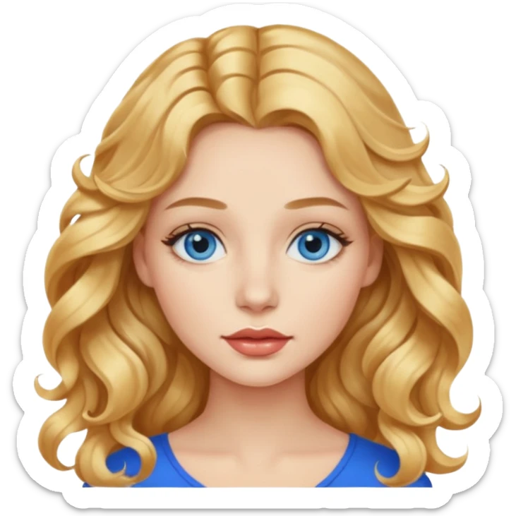 Junge Frau mit welligem goldenen Haar und blauen Augen und Volumen Lippen 2ml sticker