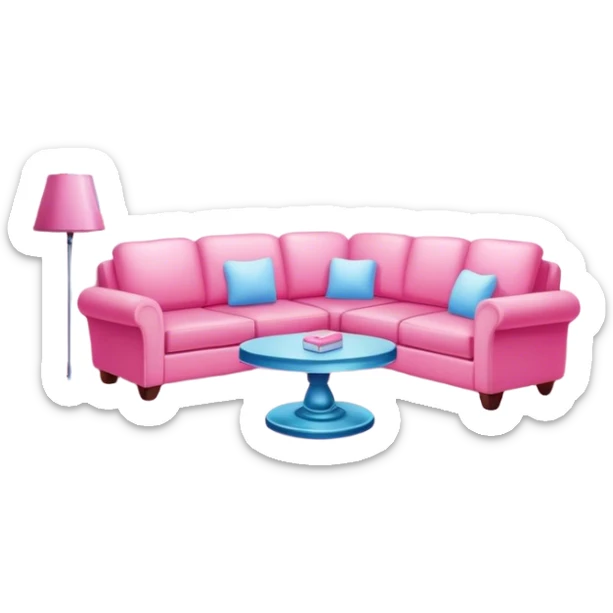Living room in the color of pink cotton candy sticker