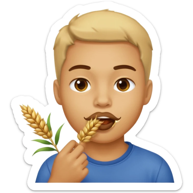 Campechano mordiendo una ramita de trigo en la boca sticker