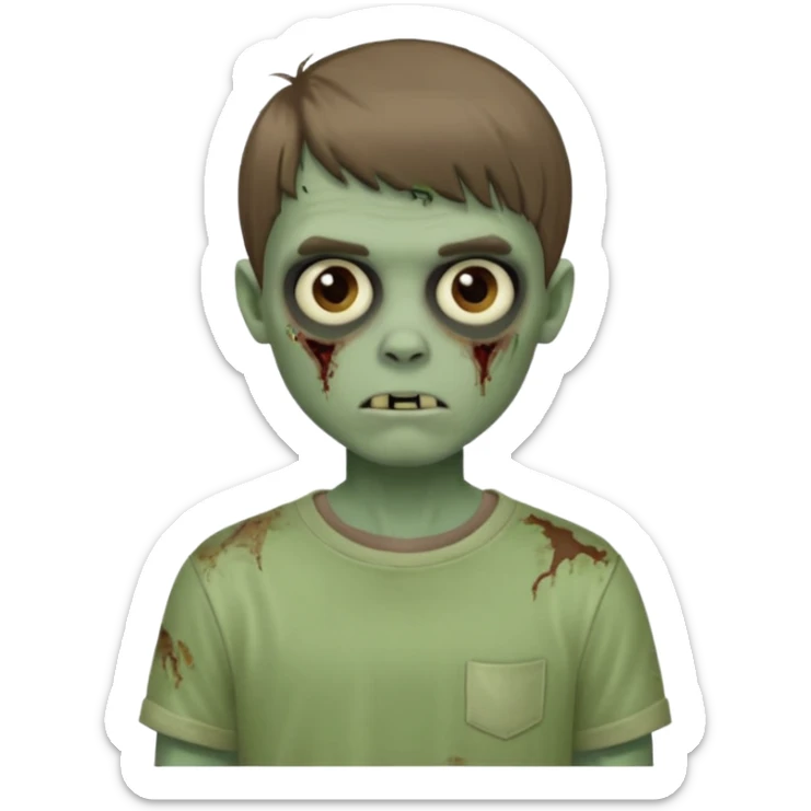 Garoto zumbi com camisa alternativa cabelo castanho quase tijelinha mas não tijelinha sticker