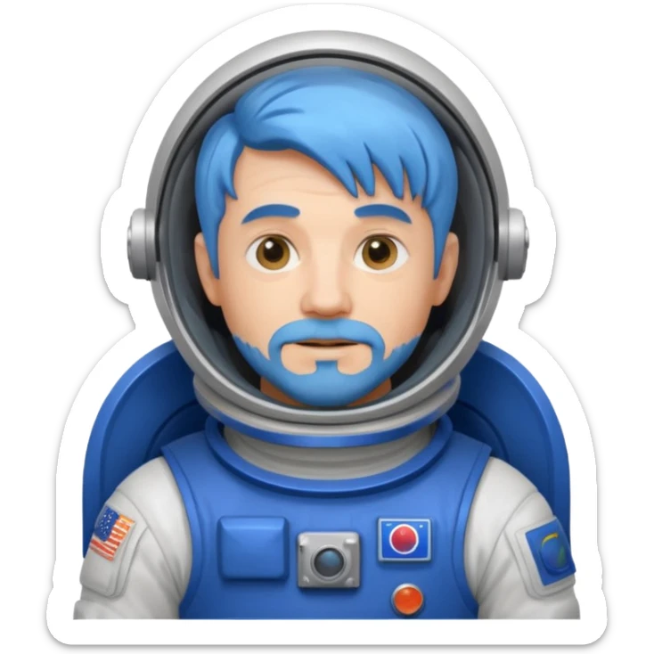 Astronauts, Middle-age, male, white skin, blue hair and blue beard sticker