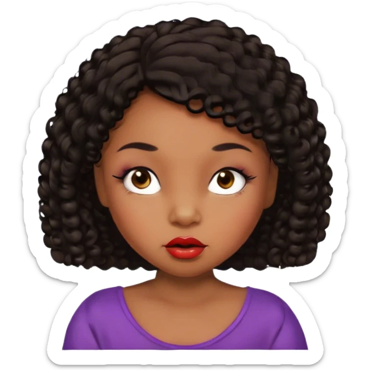 Glamourous, brown skin tone, very beautiful baby, with big plump lips, long long lashes, black curly smooth short hair, brown eyes sticker