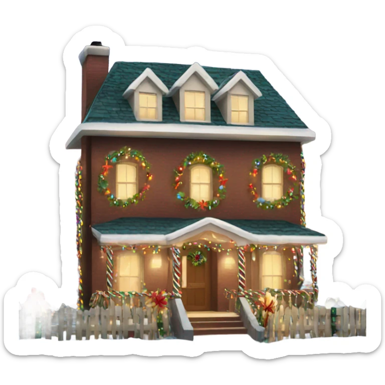 house decorated with fancy Christmas lights and lots of Fancy decorations sticker