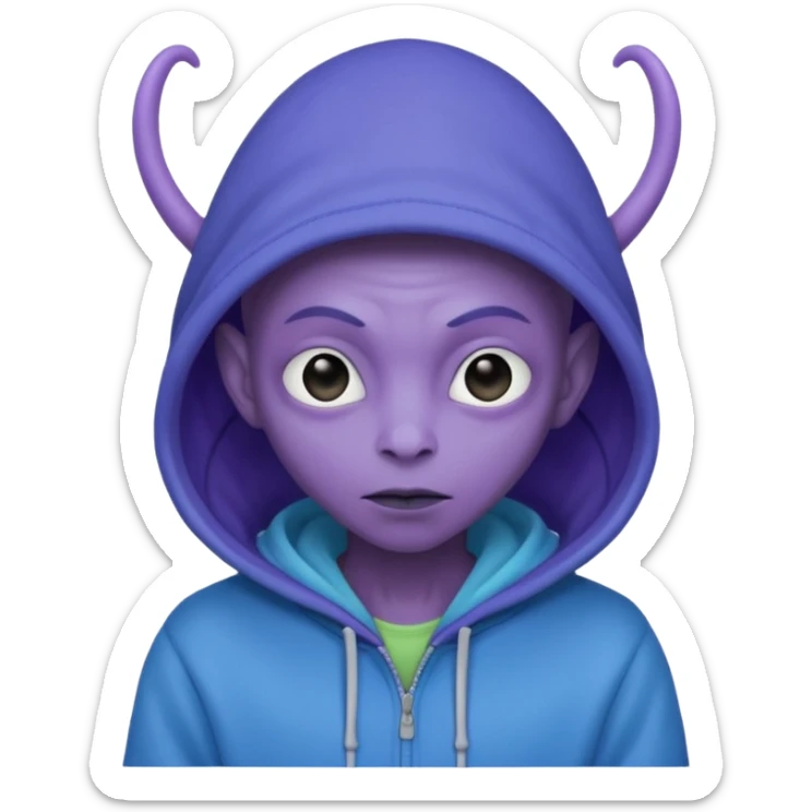 Aliens Purple pastel, having antennas, hoodie but not overhead sticker