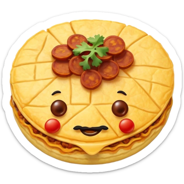 Mexican omelette with a hash brown and chorizo coming out of it  sticker