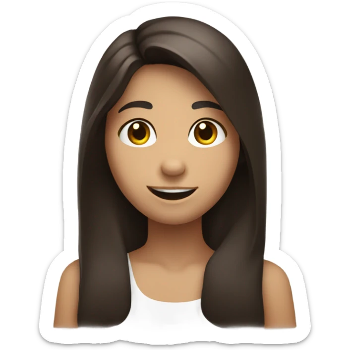 smiling girl with long dark brown hair holding hand up with fingers crossed sticker