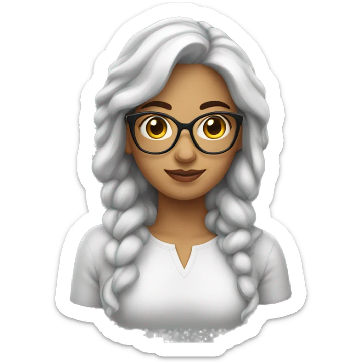 Mujer latina blanca con pelo negro lacio y corto y lentes  sticker