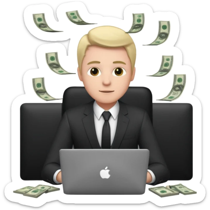 aktien experte er sitz am laptop und verdient durchs traden geld

geld sollte um ihn herum sein sticker