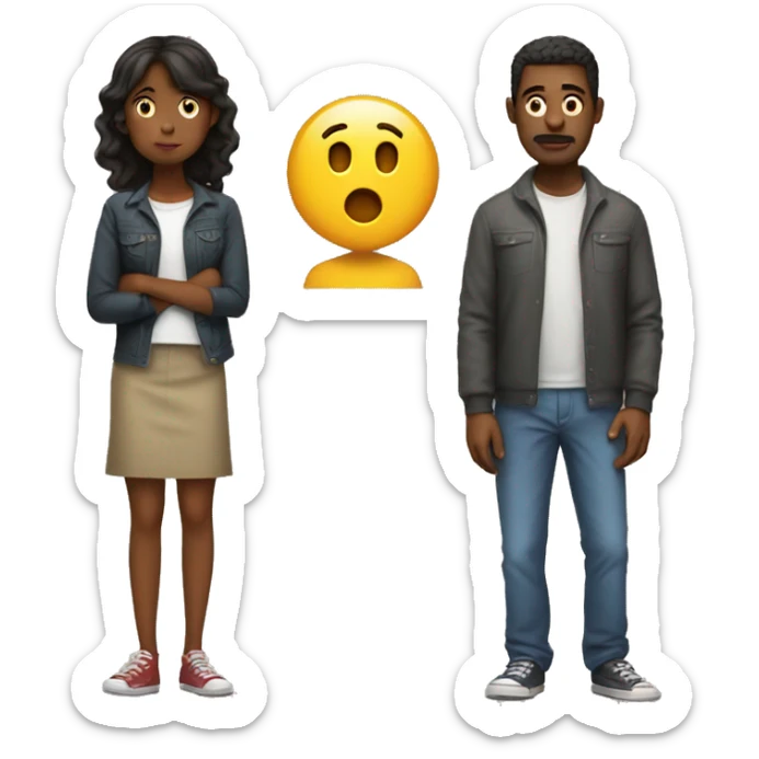 2 people, one man and a girl, full body, they're having an argument face to facee sticker
