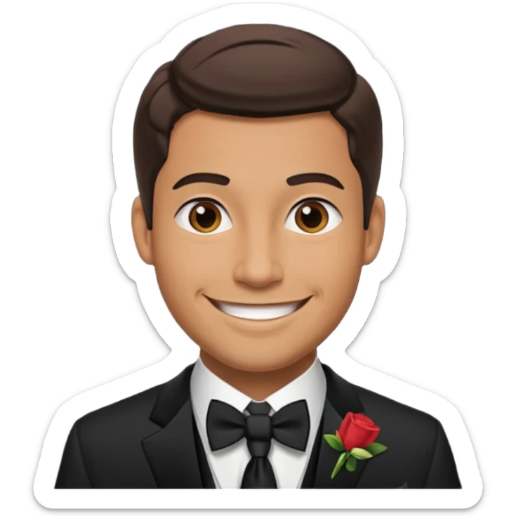 American groom, traditional, culture of american, smiley on face. sticker