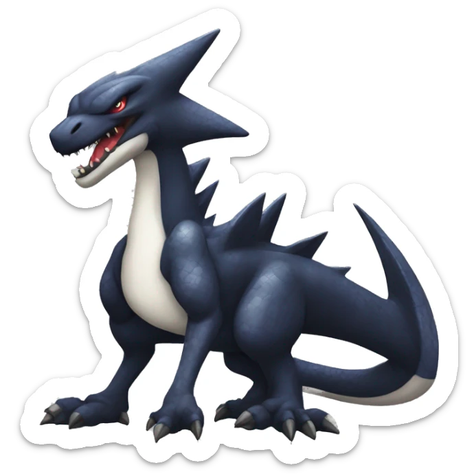 Black Cool Edgy Nargacuga-Garchomp-Sergal Fakémon with Edgy markings,  full body sticker