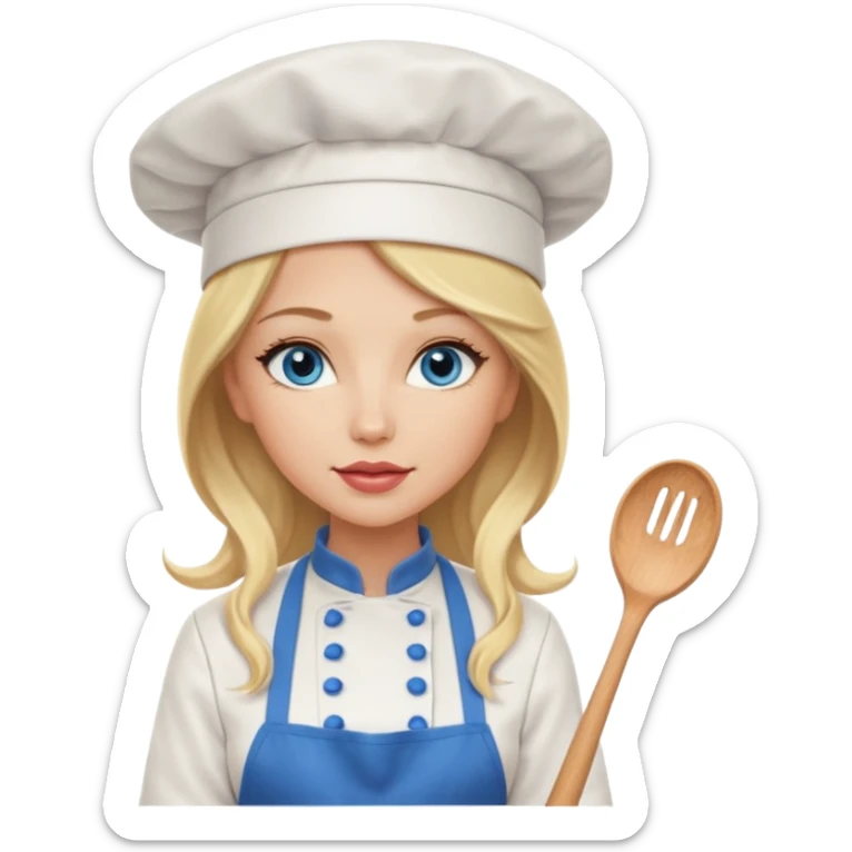 Beautiful, sexy,  long blonde hair, blue eyed, full lips female chef sticker