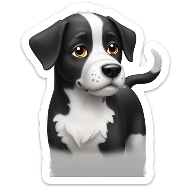 black and white dog  sticker