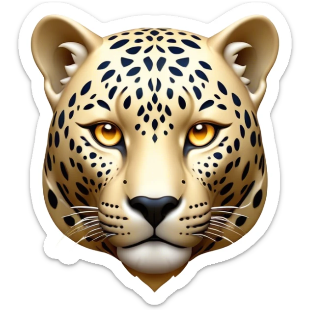 Cinematic Noble Jaguar Portrait Emoji, Poised and elegant, with a sleek, muscular build adorned with striking rosette patterns and intense, focused eyes, Simplified yet sharp and sophisticated features, highly detailed, glowing with a soft, wild luminescence, high shine, intelligent and graceful, stylized with an air of untamed nobility, focused and alert, soft glowing outline, capturing the essence of a watchful guardian that feels as though it could step out of the screen with effortless authority! sticker
