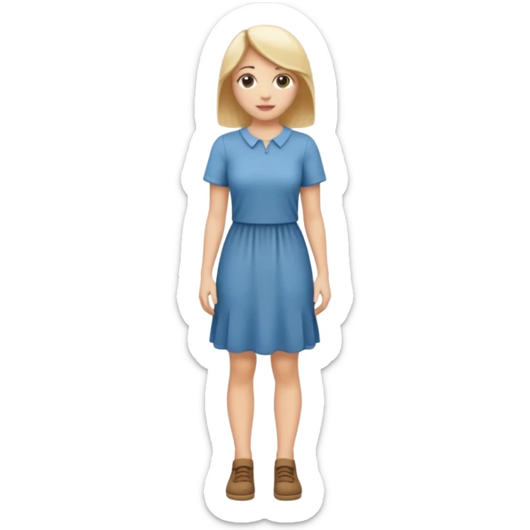 Create me an emoji of a full body white female in a casual dress, looking to her right. sticker