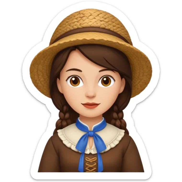brunette woman with traditional brown dutch clothing sticker