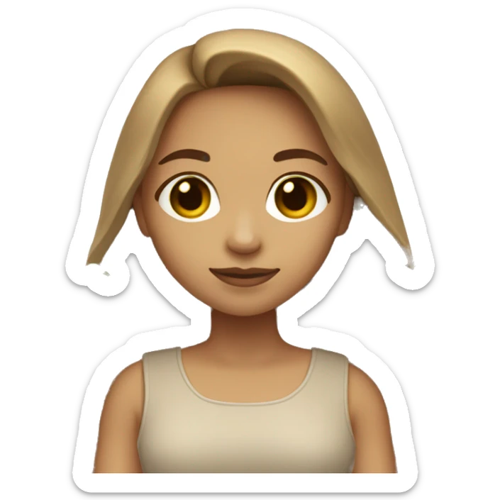 Light skin girl with long straight light brown hair carrying small palm tree sticker