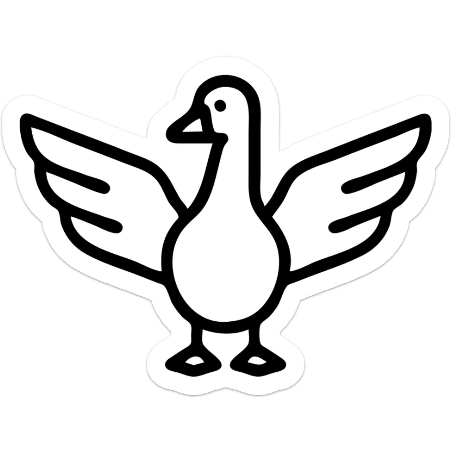 goose with open wings, minimalistic style, transparent background sticker