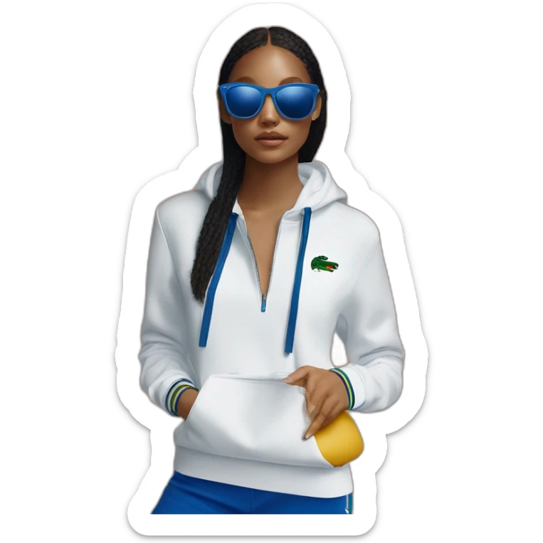Lacoste bag girl with black lacoste hoodie e and blue oakley sportive sunglass  sticker
