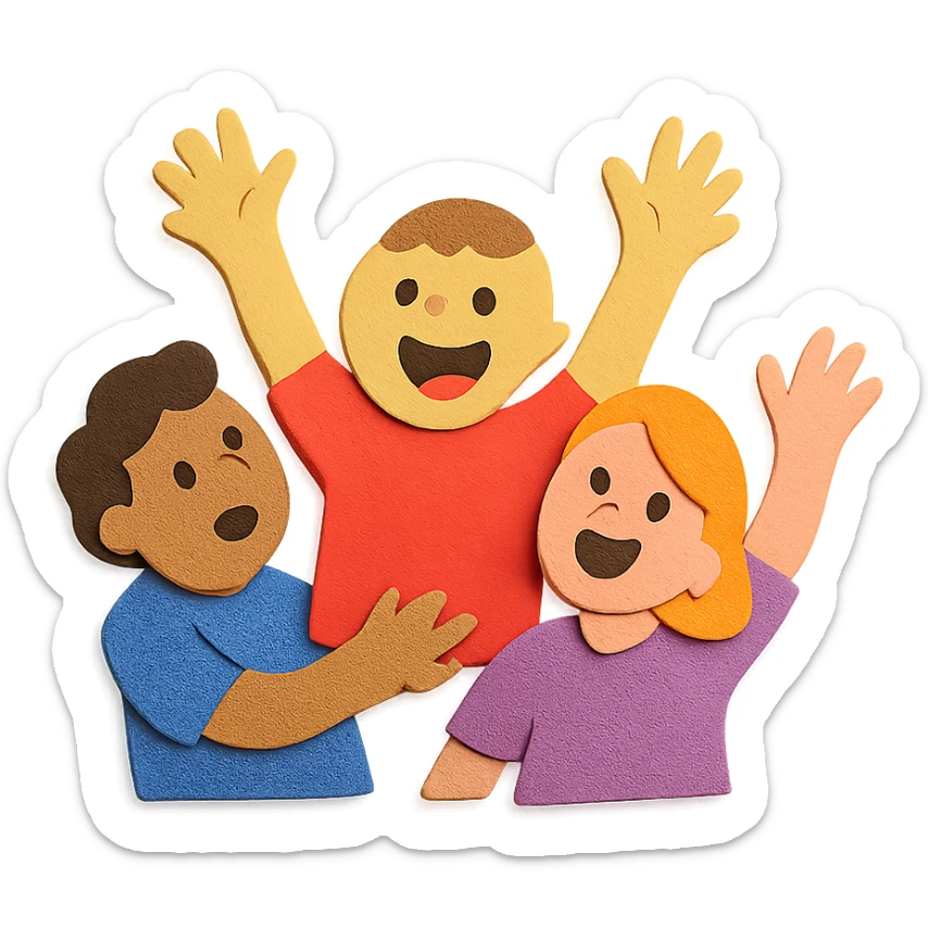 grupo de personas haciendo locuras, estilo papel recortado sticker