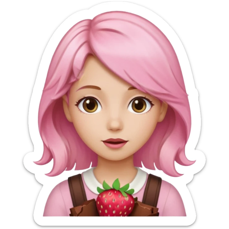 Girl with pink, brown and blonde hair neopolitan hair chocolate strawberry vanilla hair sticker