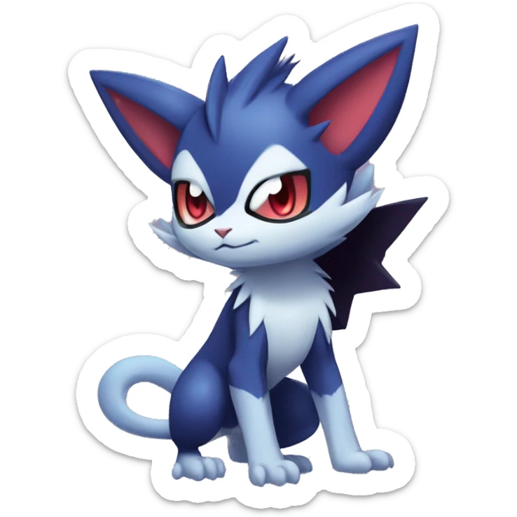 Edgy Cool Kawaii Chibi Sneasel-Noibat-Absol-Pokémon-Fakémon-fusion-cat Full Body sticker