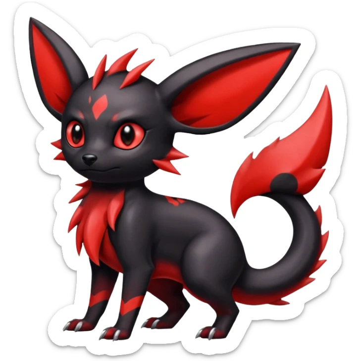  Shiny edgy dark gloomy red badass Umbreon-Salandit-Jolteon-fusion sticker
