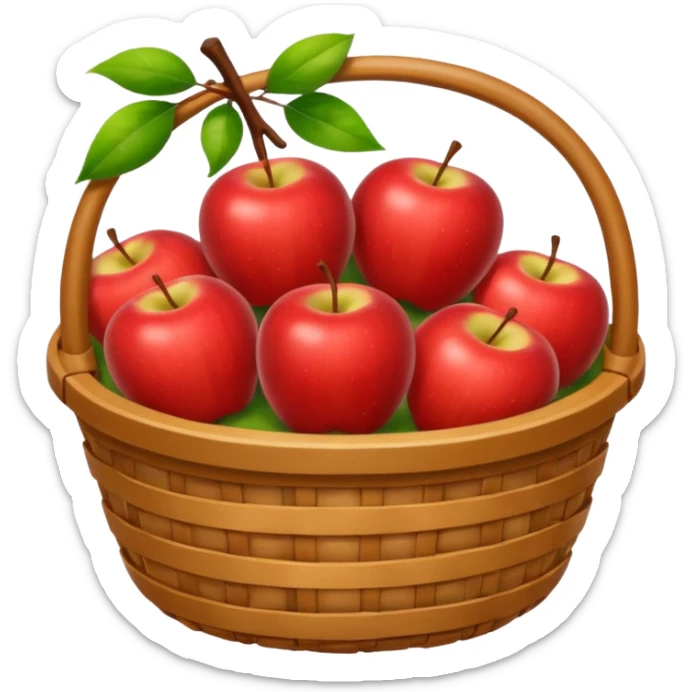 cozy basket of apples after apple picking ghibli style png sticker