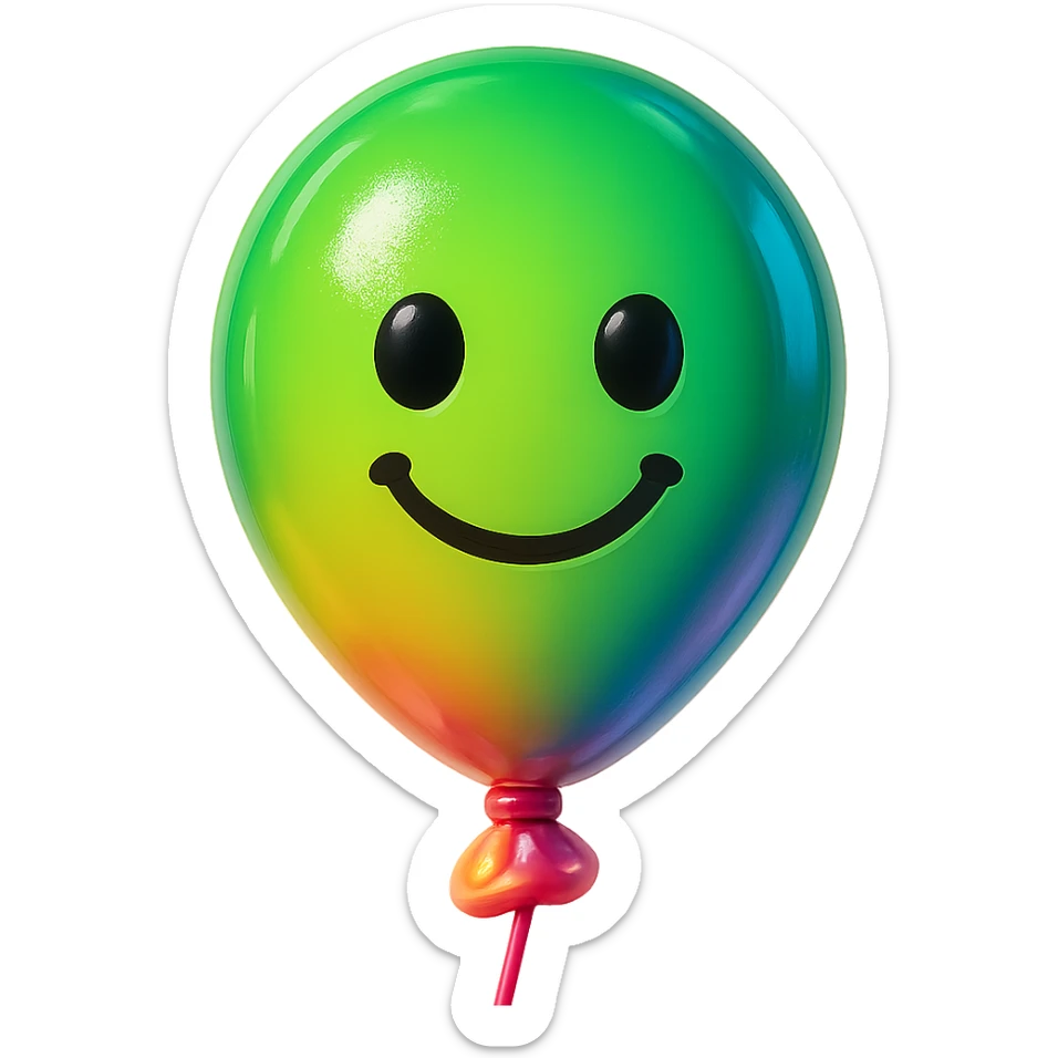 green balloon emoji, cute and simple sticker