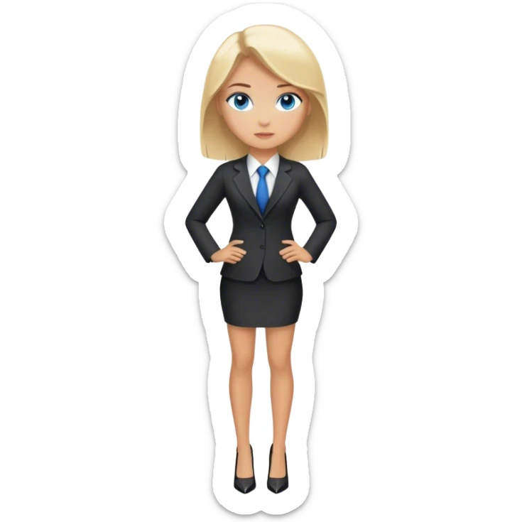 A blond girl blue eyes, Business Outfit, wearing black high heels, Whole body  sticker