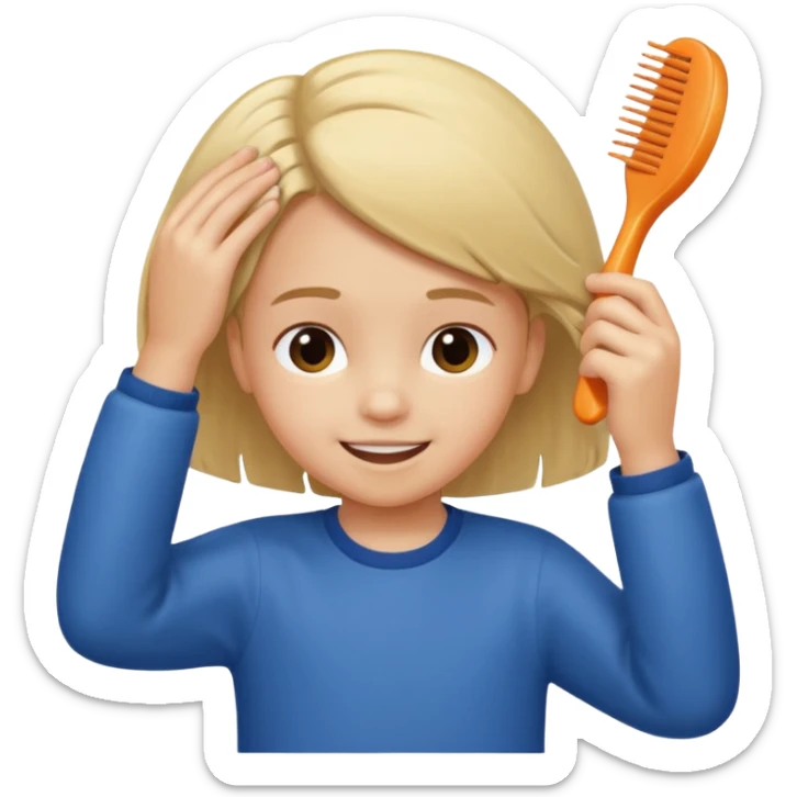 child combing their hair, happy and tidy pictures to keep you busy with school activities in a way that’s more fun and fun to watch and enjoy while 10 years  sticker
