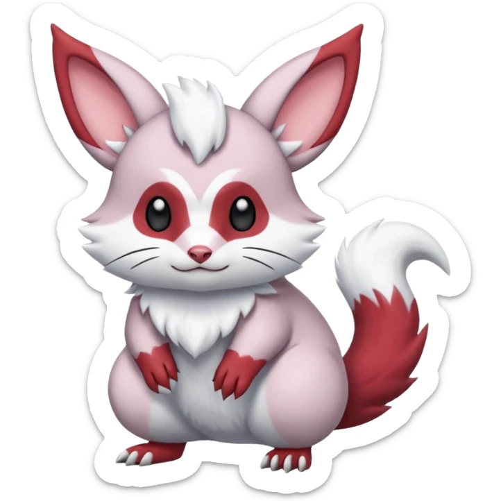  flurry fuzzy Absol-Minccino-Furret-Zangoose-Chinchilla-fusion-animal-Fakémon-hybrid-creature  sticker
