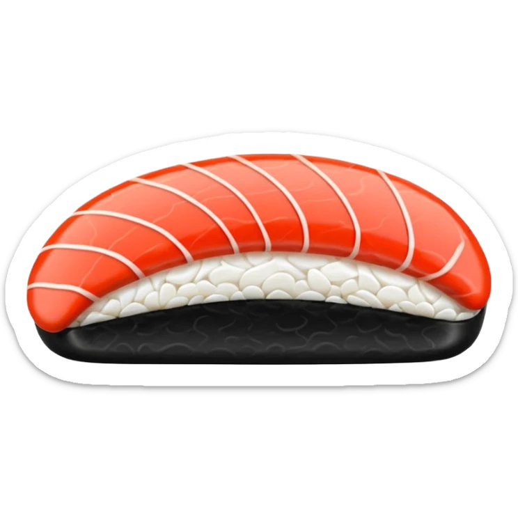 Japanese cuisine humanless avatar in minimalist emoji-style illustration. Sushi , clean lines, red white colors, flat design, calm and modern. sticker
