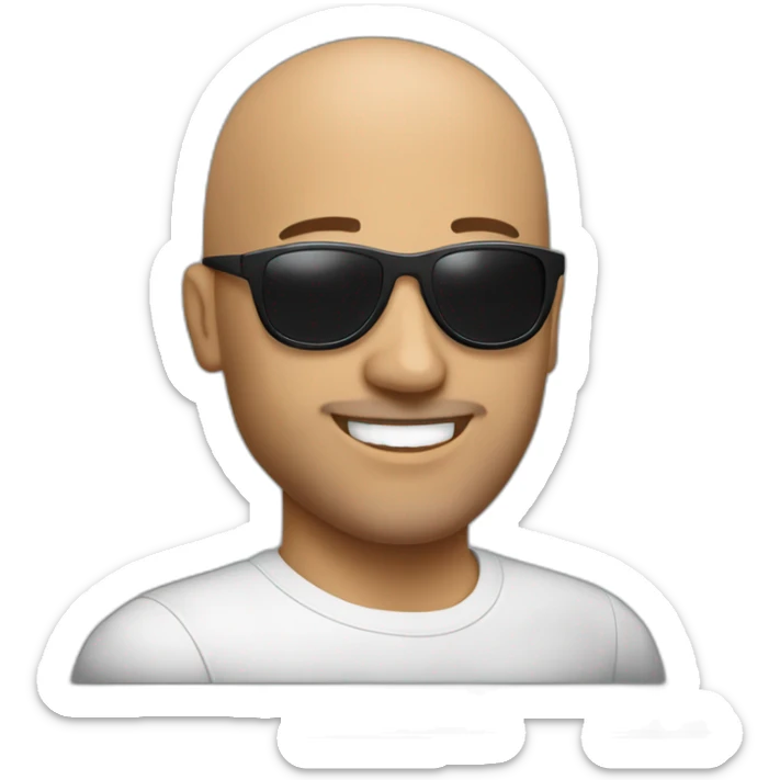 bald tunisian man in his 40 with black sunglasses and small beard and he smiling sticker
