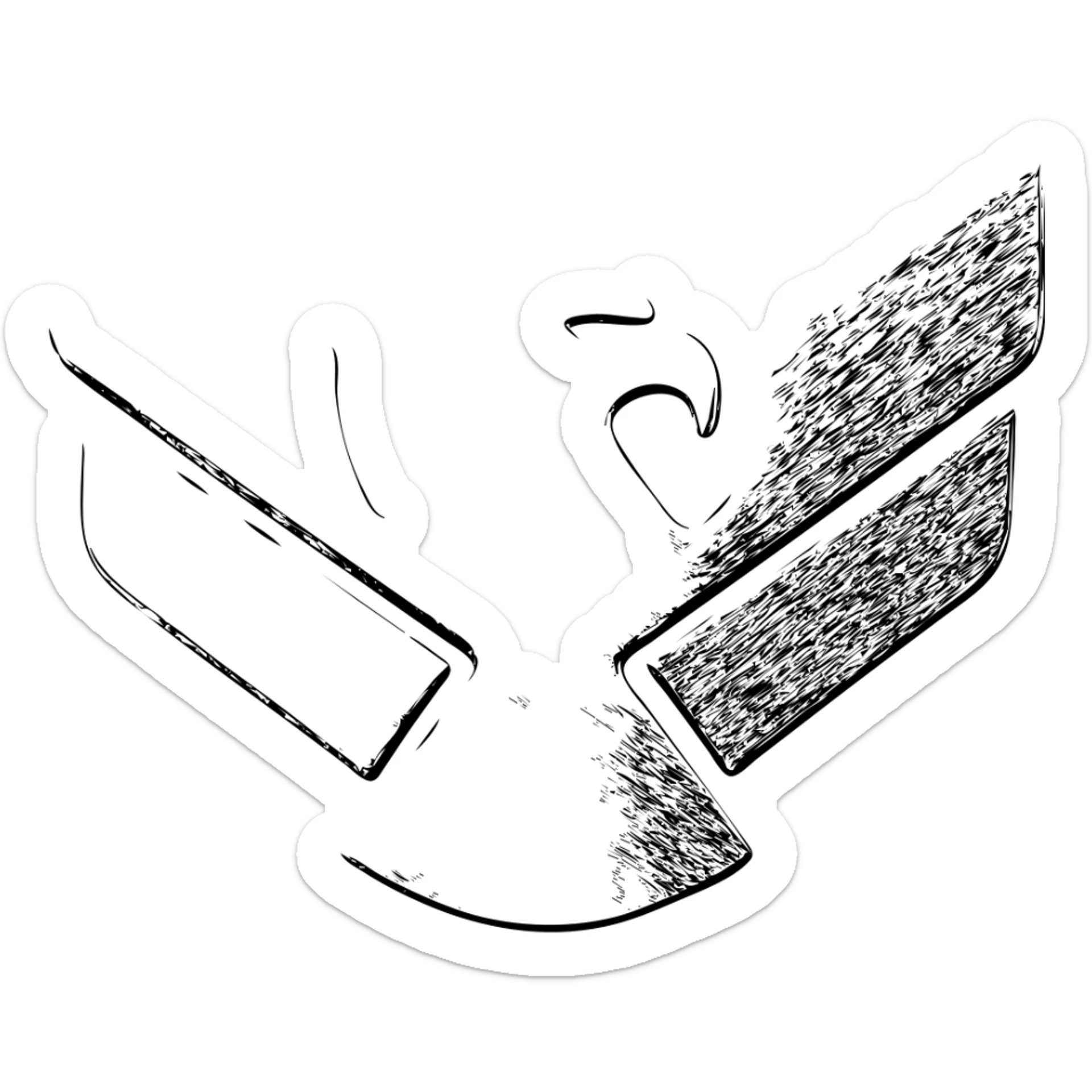 Make the Atreides hawk symbol look like it is made out of shiny silver metal, with a solid black background, metallic texture and highlights, logo style. sticker