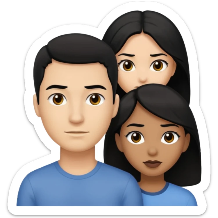A man with black hair black eyes and a women with black hair black eyes sticker