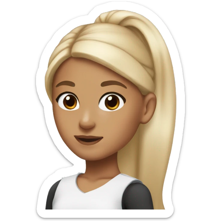 Girl with brown eyes and blonde ponytail like Ariana Grande sticker