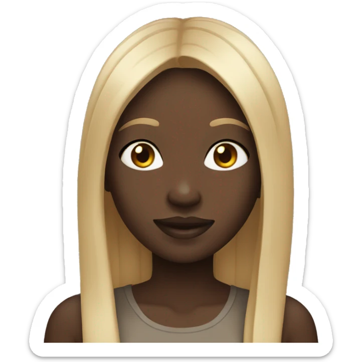 Black girl with long straight hair sticker