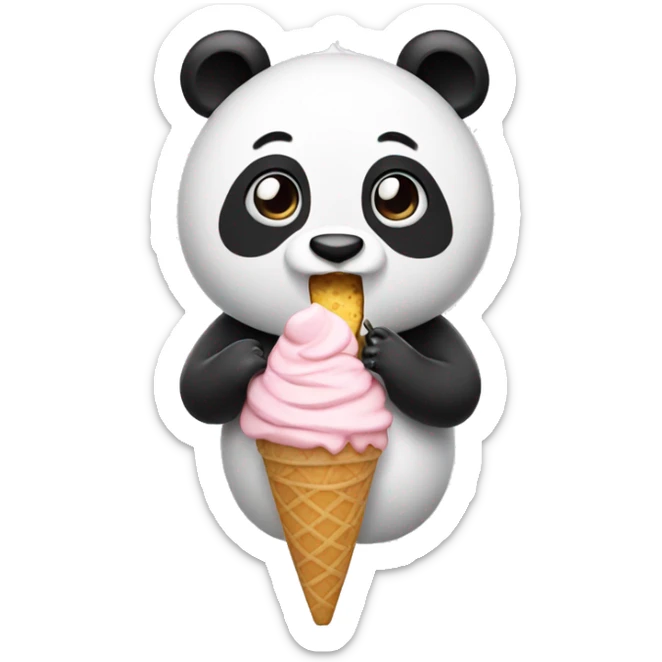 Panda eating ice cream sticker