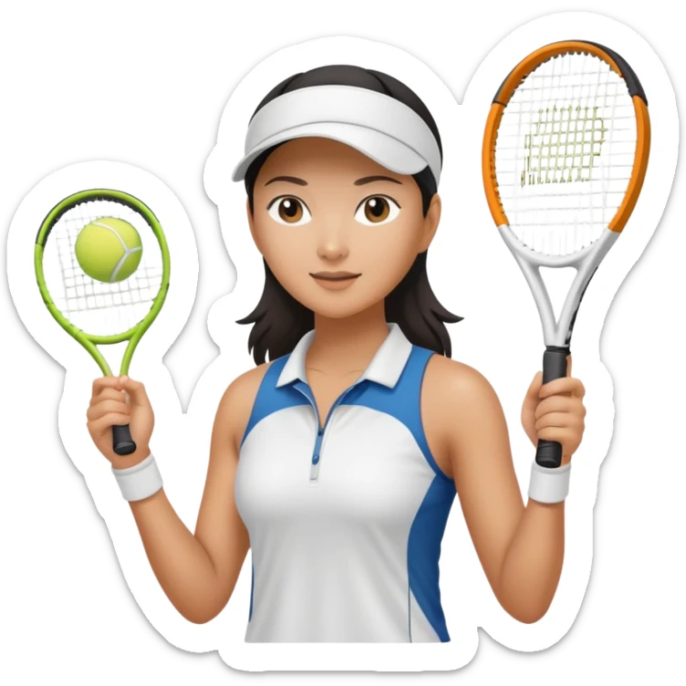 Show me an Asian American woman who is addicted to tennis sticker