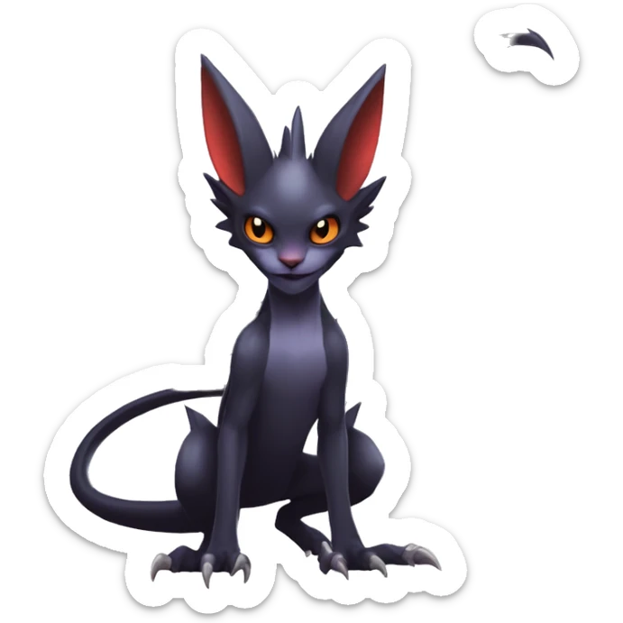  Kawaii Edgy Cool Vampiric Beautiful Noivern-Nargacuga-Litten with big Bat Ears full body sticker