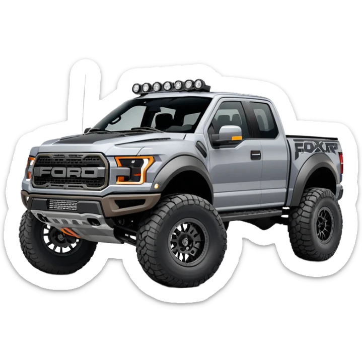 Gray Ford F-150 Raptor with Fox Shocks 3.0 Race Series Front & Rear sticker