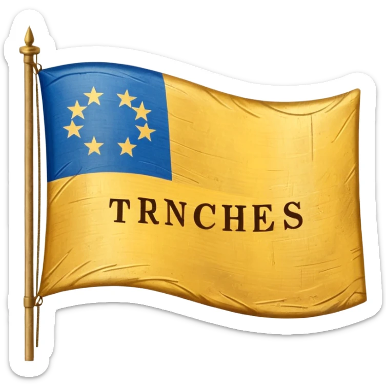 Make a golden and blue colour of flag and add a Trenches word in middle , makes like a country flag and made shiby sticker
