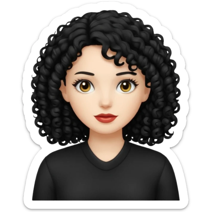 white women with black curly hair black clothes sticker