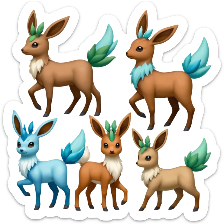 Stantler-Glaceon-Skiddo-Mudbray-Amaura-Flareon-Virizion-fusion-creature-hybrid (full body) sticker