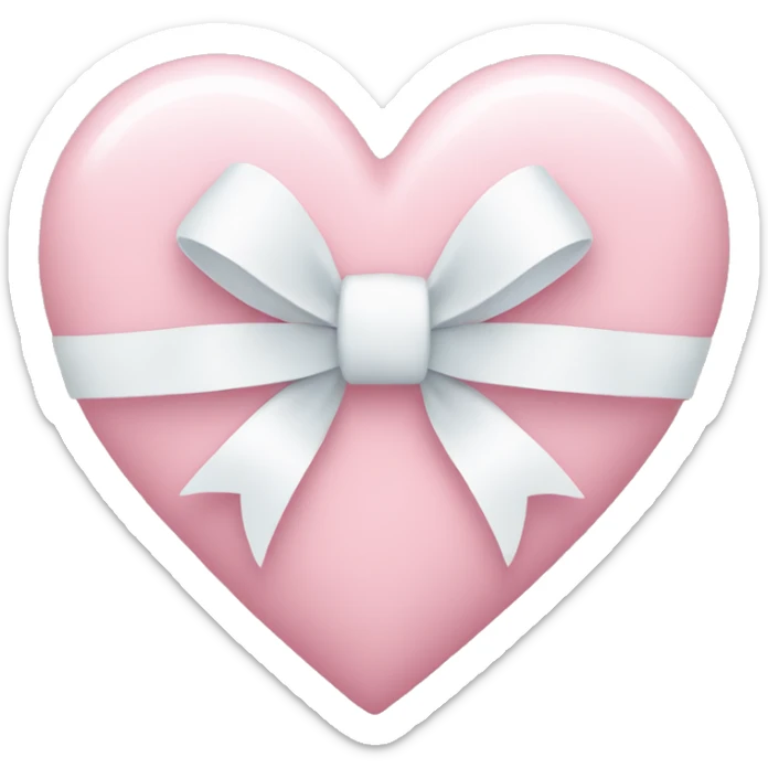 Pastel pink heart with white bow sticker